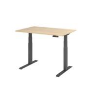 Hammerbacher VXDKB Elektrisch Höhenverstellbar Sitz-Stehschreibtisch Eiche C-Fuß 1.200 (B) x 800 (T) x 1.290 (H) mm Spanplatte, Stahl