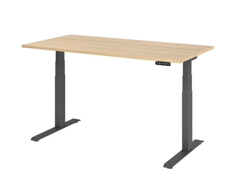 Hammerbacher VXDKB Elektrisch Höhenverstellbar Sitz-Stehschreibtisch Eiche C-Fuß 1.600 (B) x 800 (T) x 1.290 (H) mm Spanplatte, Stahl