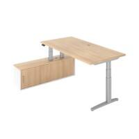 Hammerbacher VXBHM Sitz-Stehschreibtisch Eiche C-Fuß 2.000 (B) x 1.000 (T) x 1.290 (H) mm Spanplatte, Stahl, Aluminium