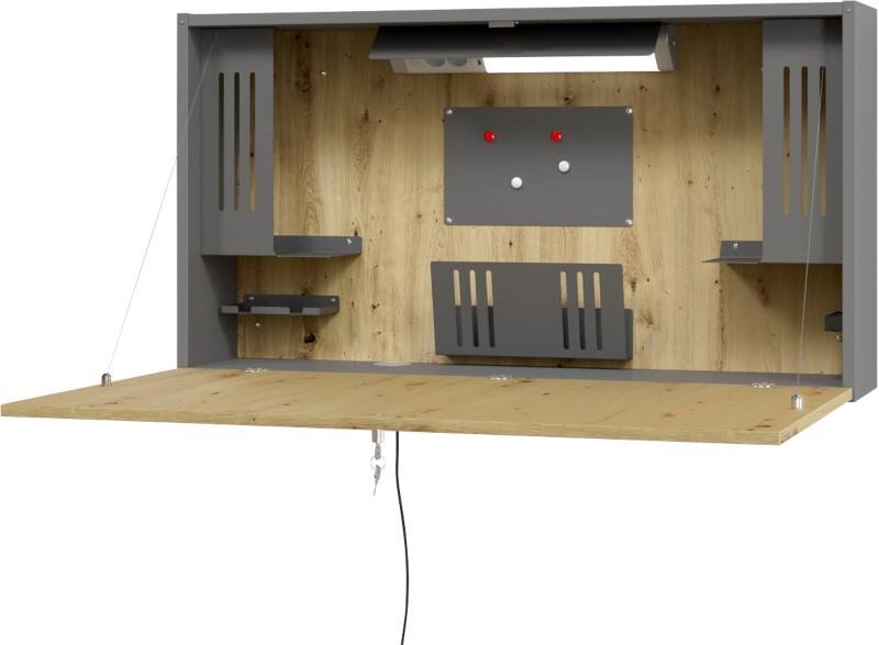 Hammerbacher VWO Wandschreibtisch Eiche 1.200 (B) x 260 (T) x 650 (H) mm Spanplatte