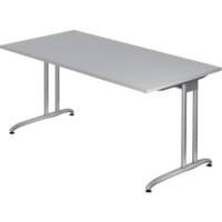 Hammerbacher Nicht Höhenverstellbarer Schreibtisch Melamin Silberner T-Fuß 1.600 x 800 x 720 mm Mit Aufbau