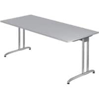 Hammerbacher Nicht Höhenverstellbarer Schreibtisch Melamin Silberner T-Fuß 1.800 x 800 x 720 mm Mit Aufbau