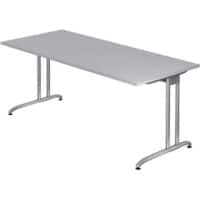 Hammerbacher VBS19/5/SDEAUFB Nicht Höhenverstellbar Gerader Schreibtisch Melamin Silber T-Fuß 1.800 x 800 x 720 mm Mit Aufbau