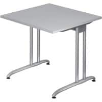 Hammerbacher Nicht Höhenverstellbarer Schreibtisch Melamin Silberner T-Fuß 800 x 800 x 720 mm Mit Aufbau