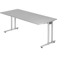 Hammerbacher VNS19/5/SDEAUFB Nicht Höhenverstellbar Gerader Schreibtisch Melamin Silber T-Fuß 1.800 x 800 x 720 mm Mit Aufbau