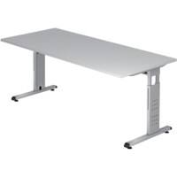 Hammerbacher Höhenverstellbarer Gerader Schreibtisch MFC (Melaminbeschichtete Spanplatte) Weiß C-Fuß 1.800 x 800 x 850 mm Mit Aufbau