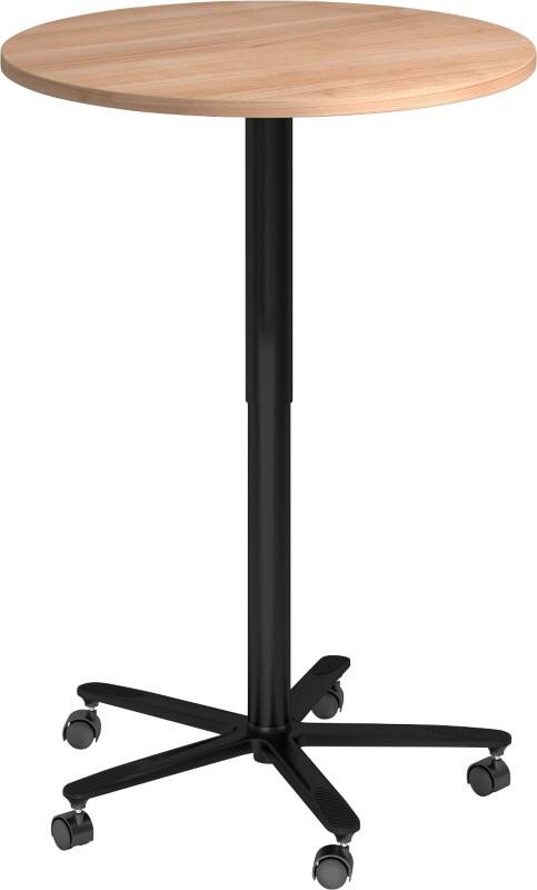 Hammerbacher VST Höhenverstellbar Stehtisch Walnuss Drehkreuz aus Metall 800 (B) x 800 (T) x 1.140 (H) mm Spanplatte, Kunststoff, Aluminium