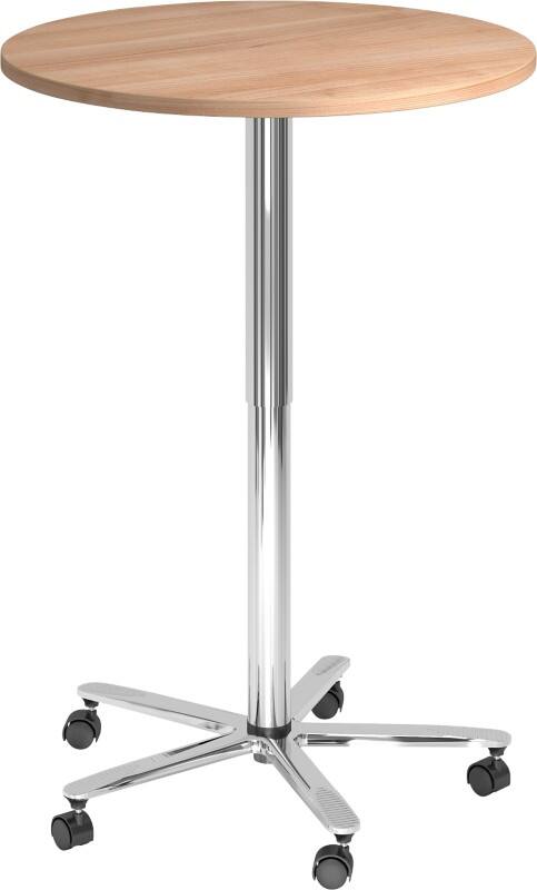 Hammerbacher VST Stehtisch Walnuss Drehkreuz aus Metall 800 (B) x 800 (T) x 1.140 (H) mm Spanplatte, Kunststoff, Aluminium