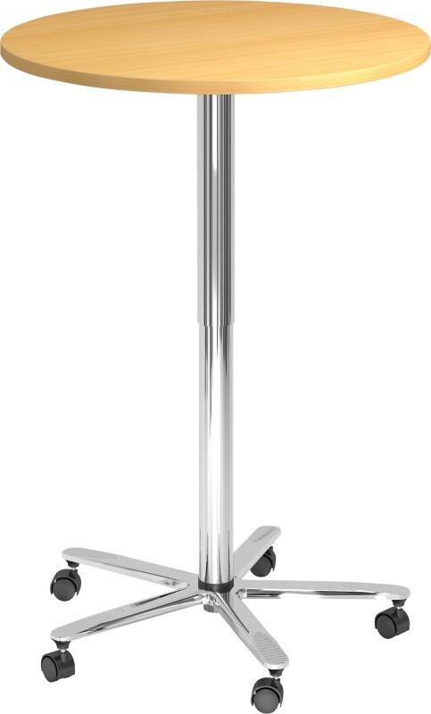 Hammerbacher VST Höhenverstellbar Stehtisch Buche Drehkreuz aus Metall 800 (B) x 800 (T) x 1.140 (H) mm Spanplatte, Kunststoff, Aluminium