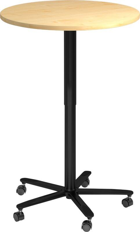 Hammerbacher VST Höhenverstellbar Stehtisch Ahorn Drehkreuz aus Metall 800 (B) x 800 (T) x 1.140 (H) mm Spanplatte, Kunststoff, Aluminium