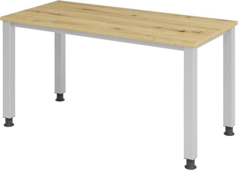 Hammerbacher VQS Höhenverstellbar Schreibtisch Eiche 4 Metallfüße 1.400 (B) x 672 (T) x 810 (H) mm Spanplatte, Stahl