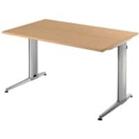 Hammerbacher Nicht Höhenverstellbarer Schreibtisch Buche Aluminium, Melamin, Holz Brauner C-Fuß 1.200 x 800 x 720 mm Mit Aufbau