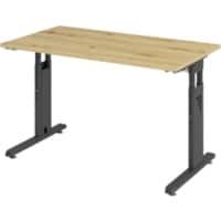 Hammerbacher Höhenverstellbar Gerader Schreibtisch Eiche Melamin Schwarz C-Fuß 1.200 x 672 x 685 mm Mit Aufbau