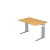 Hammerbacher Höhenverstellbarer Schreibtisch Buche Holz, Metall Silber C-Fuß 1.200 x 800 x 680 mm Mit Aufbau