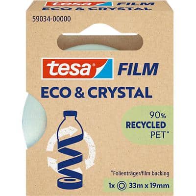 tesa Klebeband tesafilm Eco & Crystal Transparent 19 mm (B) x 33 m (L) PET (Polyethylenterephthalat)
