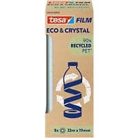 tesa Klebeband tesafilm Eco & Crystal Transparent 19 mm (B) x 33 m (L) PET (Polyethylenterephthalat) 8 Rollen