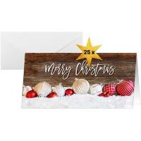 Sigel Weihnachtskarte 21,1 x 22,1 cm Rot, Weiß 25 Stück
