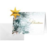 Sigel Eucalyptus Magic Weihnachtskarte 21,1 x 15,1 cm Grün, Weiß 25 Stück