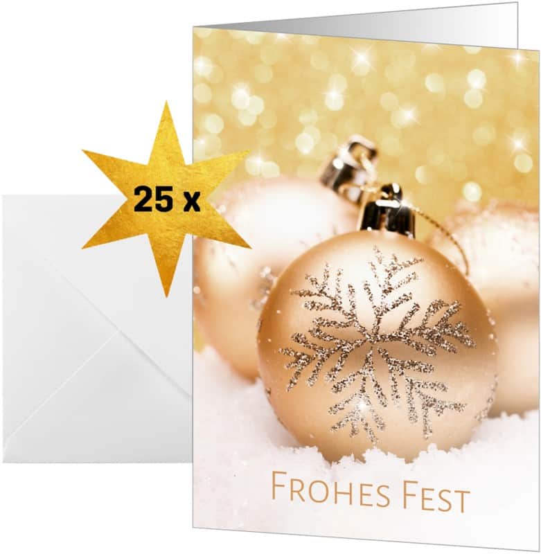 Sigel Christmas joy Weihnachtskarte 21,1 x 15,1 cm Gold, Weiß 25 Stück