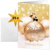 Sigel Weihnachtskarte Christmas Joy DIN A6 250 g/m² Gold, Weiß 21,1 x 2 x 15,1 cm 25 Stück