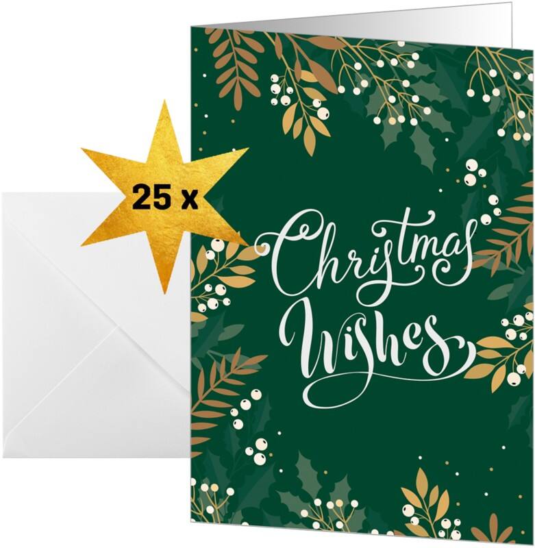 Sigel Weihnachtskarte 21,1 x 15,1 cm Beige, Grün 25 Stück