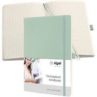 Sigel Conceptum Notizbuch DIN A4 Kariert Seitlicher Gummibandverschluss Softcover Minze Gelocht 194 Seiten