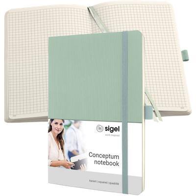 Sigel Conceptum Notizbuch DIN A5 Kariert Seitlich gebunden Kunststoff Softcover Mint Grün Perforiert 194 Seiten