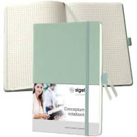 Sigel Conceptum Notizbuch DIN A5 Kariert Seitlicher Gummibandverschluss Softcover Minze Gelocht 194 Seiten