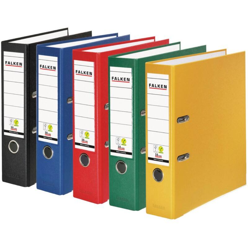Falken Ordner Breit DIN A4 80 mm Farbig sortiert 15035880 Kunststoff 10 Stück