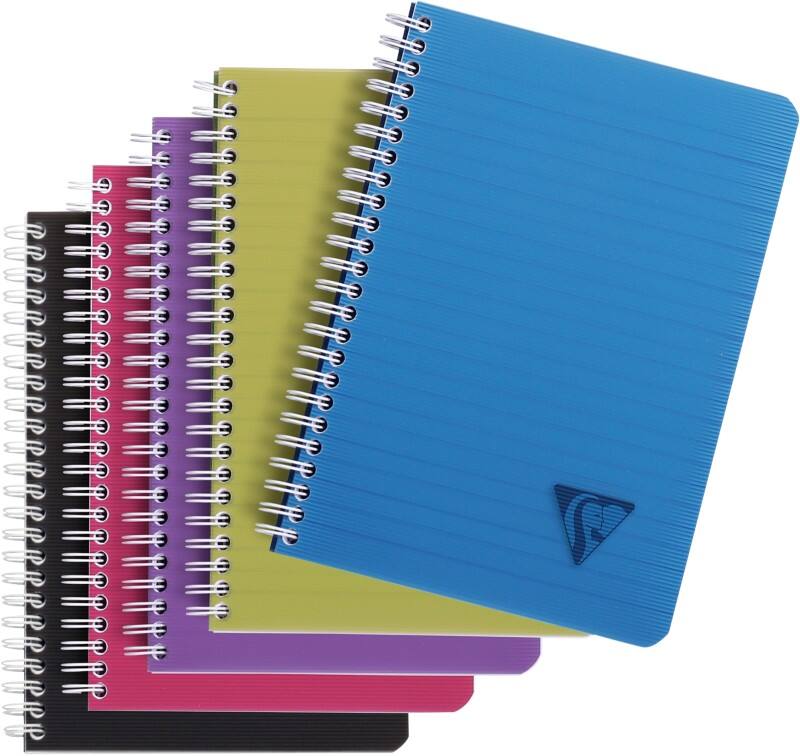 Clairefontaine Spiralblock 329546C DIN A5 (14,8 x 21,0 cm) Liniert Doppeldraht Polypropylen Soft Cover Farbig Sortiert Nicht perforiert 90 Blatt
