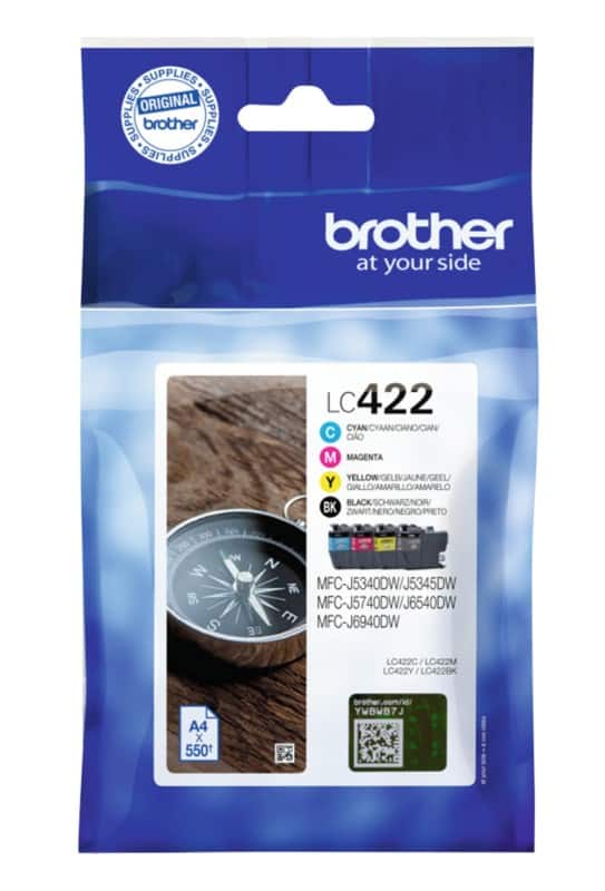 Brother LC422VAL Original Tintenkartusche Schwarz, Cyan, Magenta, Gelb Multipack 4 Stück