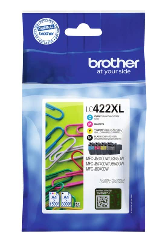 Brother LC422XL VAL Original Tintenkartusche Schwarz, Cyan, Magenta, Gelb Multipack 4 Stück