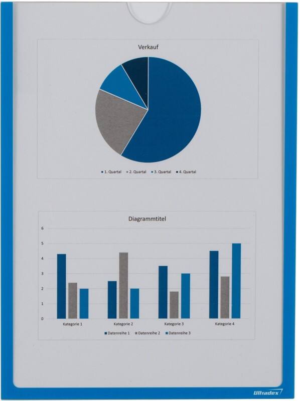 Ultradex DIN A4 Inforahmen Magnetisch Blau Kunststoff 920507 22,5 (B) x 30,2 (H) cm 5 Stück