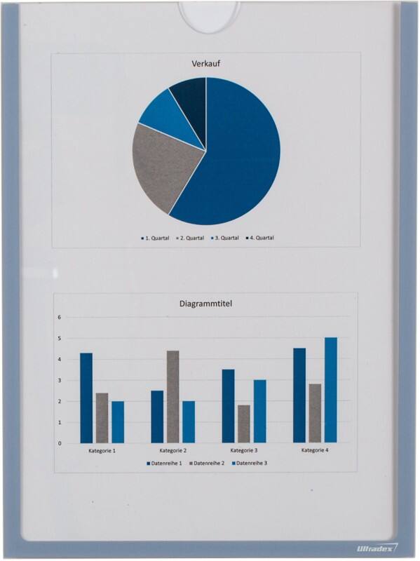 Ultradex DIN A4 Inforahmen Magnetisch Grau Kunststoff 920509 22,5 (B) x 30,2 (H) cm 5 Stück