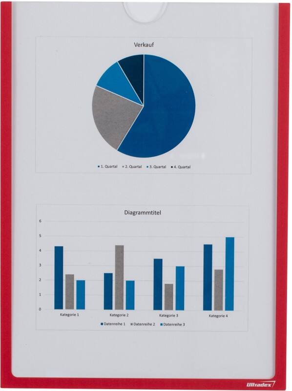 Ultradex DIN A4 Inforahmen Magnetisch Rot Kunststoff 920505 22,5 (B) x 30,2 (H) cm 5 Stück