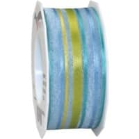 PRAESENT Organza 5694020-602 Hellblau, Limette 40 mm x 20 m 2 Stück