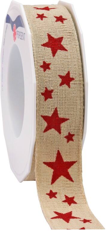 PRAESENT Leinenband 7172515-309 Natur, Rot 25 mm x 15 m 2 Stück