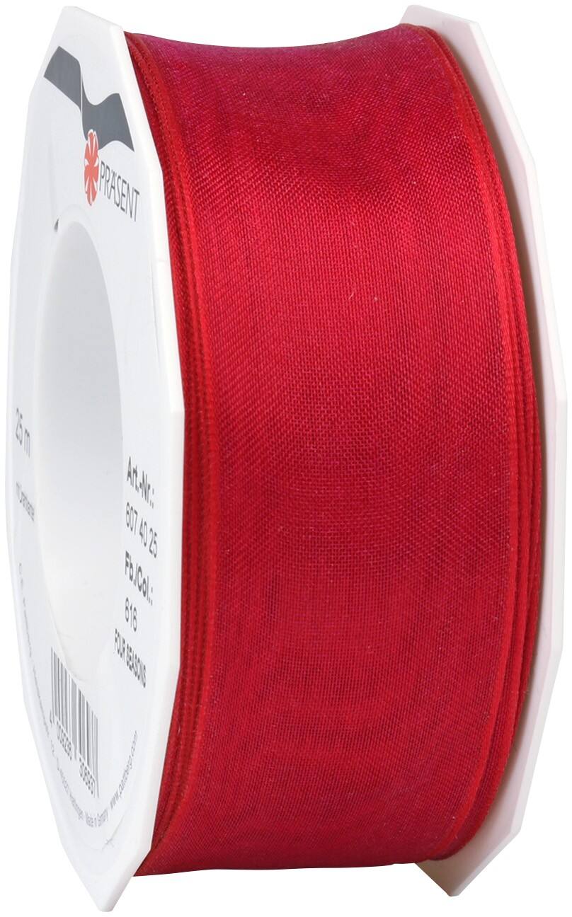 PRAESENT Organza 6074025-616  Himbeere  40 mm x 25 m 2 Stück