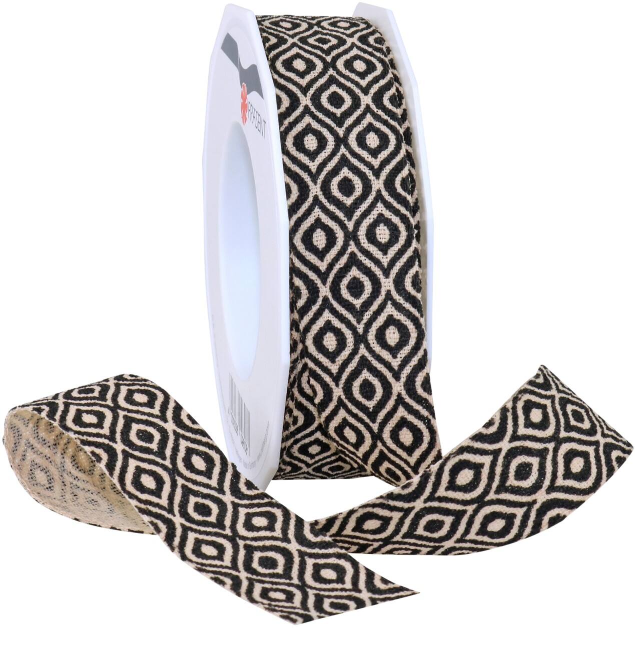 PRAESENT Leinenband 4052515-613 Schwarz, Natur 25 mm x 15 m 2 Stück