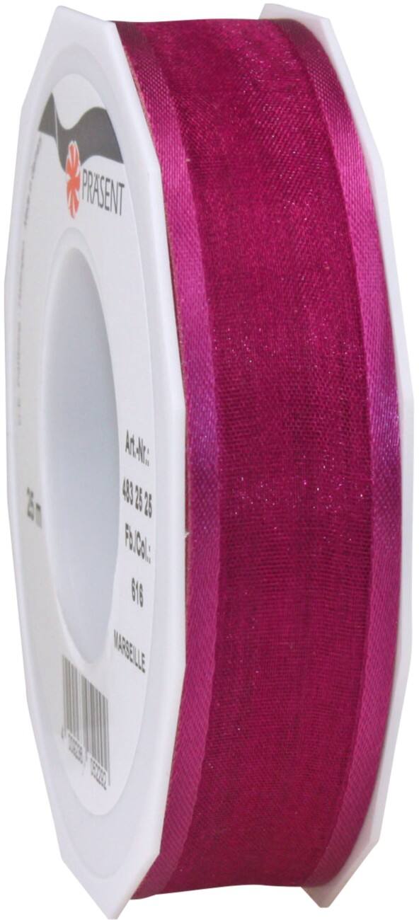PRAESENT Organza 4832525-616 Purpur 25 mm x 25 m 2 Stück
