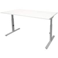 Schaffenburg Höhenverstellbar Sitz-Stehschreibtisch Rechteckig Holz Aluminium T-Fuß 1.400 x 800 x 855 mm