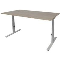 Schaffenburg Höhenverstellbar Sitz-Stehschreibtisch Rechteckig Eiche Holz Aluminium T-Fuß 1.600 x 800 x 855 mm