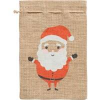 Folia Jutesack Weihnachtsmann Natur 17x25cm