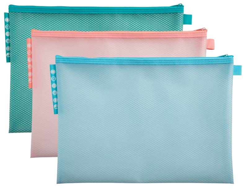 Exacompta Kreacover Reißverschlusstasche 37150E Reißverschluss PP (Polypropylen), EVA (Ethylen-Vinylacetat) Quer 35,5 (B)0,4 (T)25,5 (H) cm Farbig sortiert 3 Stück