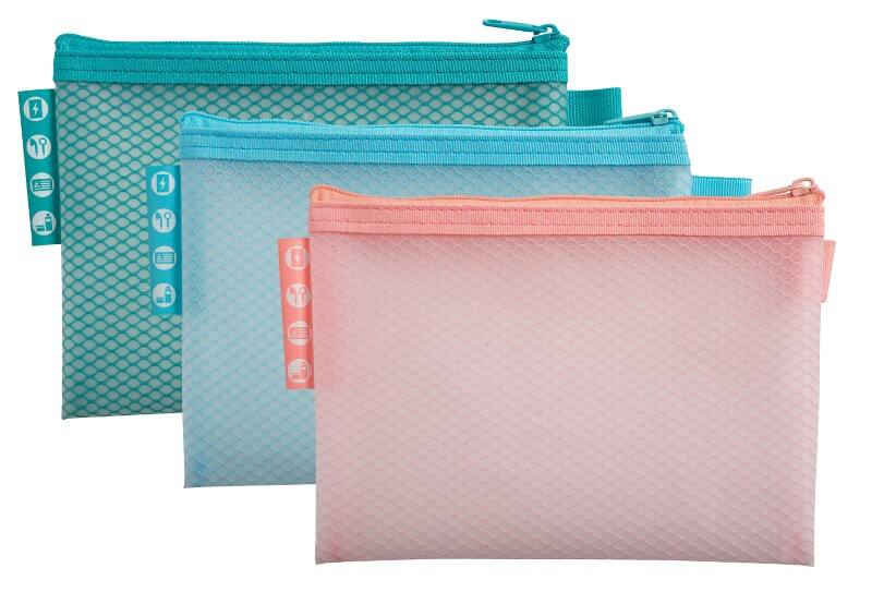 Exacompta Kreacover Reißverschlusstasche 37120E Reißverschluss PP (Polypropylen), EVA (Ethylen-Vinylacetat) Quer 16,8 (B)0,4 (T)12,5 (H) cm Farbig sortiert 3 Stück