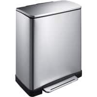 EKO Edelstahl Treteimer 50 L 50 (B) x 34,5 (T) x 65 (H) cm Silber