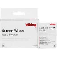 Viking Bildschirm-Reinigungstücher Nass, Trocken Weiß 20 Stück