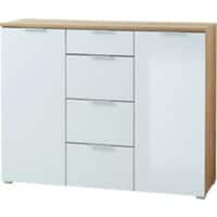 GERMANIA GW-TELDE Sideboard Melamin 1.340 x 400 x 1.050 mm Eiche Beige, Weiß