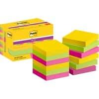 Post-it Super Sticky Haftnotizen 622-12SS-CARN 47,6 x 47,6 mm 90 Blatt pro Block Gelb, Grün, Rosa Quadratisch Unliniert 12 Stück