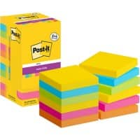 Post-it Carnival Collection Super Sticky Haftnotizen Quadratisch 76 x 76 mm Blanko Farbig sortiert 654-SSCARN-P8+4 90 Blatt Vorteilspack 8 + 4 Gratis